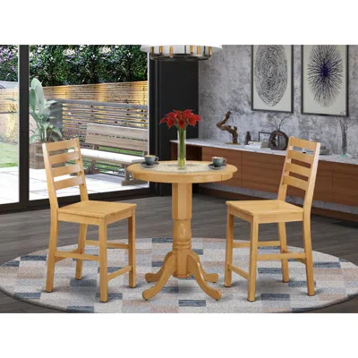 East West Furniture 3 Pc Counter Height Set-pub Table And 2 Counter Height Chairs In Orange