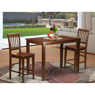East West Furniture 3 Pc Counter Height Table And Chair Set - High Table And 2 Counter Height Chairs.