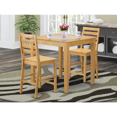 East West Furniture 3 Pc Counter Height Table And Chair Set-pub Table And 2 Kitchen Bar Stool