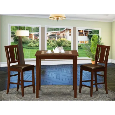 East West Furniture 3 Pc Counter Height Table-pub Table And 2 Dinette Chairs In Multi