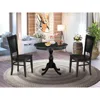 East West Furniture 3-pc Dinette Room Set- 2 Modern Dining Room Chair And Kitchen Dining Table - Wooden Seat And Slatted