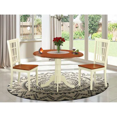 East West Furniture 3 Pc Dinette Set For 2-table And 2 Dinette Chairs