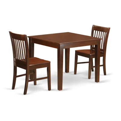 East West Furniture 3 Pc Dinette Set With A Dining Table And 2 Dining Chairs In Mahogany