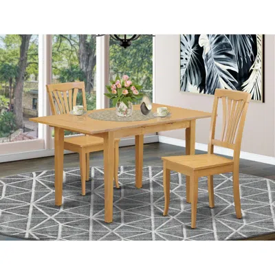 East West Furniture 3 Pc Dinette Table Set - Table And 2 Dining Chairs In Neutral