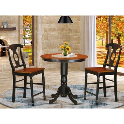 East West Furniture 3 Pc Dining Counter Height Set - Dinette Table And 2 Counter Height Stool.
