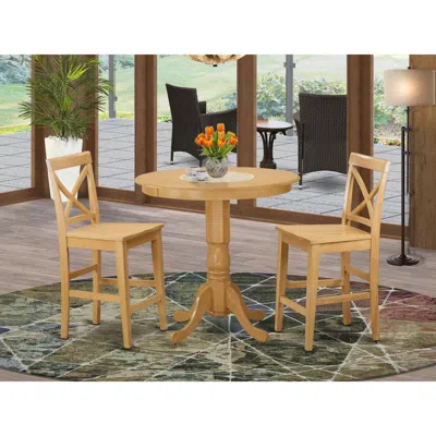 East West Furniture 3 Pc Dining Counter Height Set - Dining Table And 2 Bar Stools.
