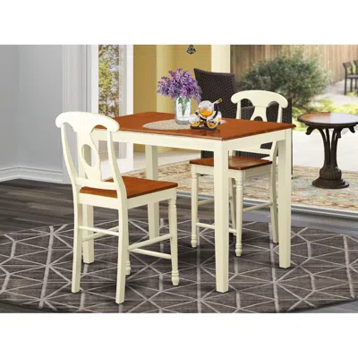 East West Furniture 3 Pc Dining Counter Height Set - Dining Table And 2 Counter Height Chairs. In Blue