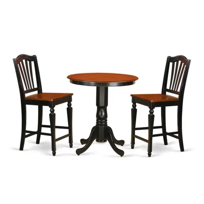 East West Furniture 3 Pc Dining Counter Height Set - High Top Table And 2 Counter Height Stool. In Multi