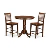 East West Furniture 3 Pc Dining Counter Height Set - High Top Table And 2 Dining Chairs.