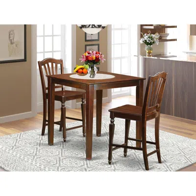East West Furniture 3 Pc Dining Counter Height Set-pub Table And 2 Dinette Chairs.
