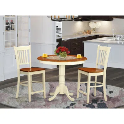 East West Furniture 3 Pc Dining Counter Height Set-pub Table And 2 Dining Chairs.