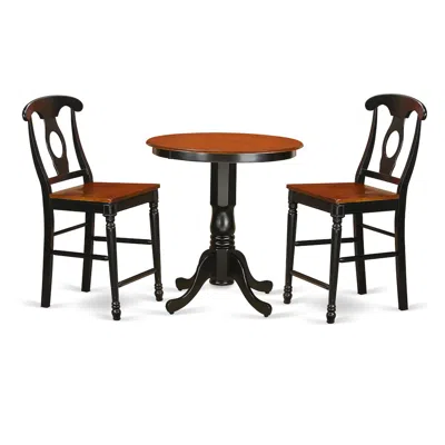 East West Furniture 3 Pc Dining Counter Height Set-pub Table And 2 Dining Chairs. In Brown