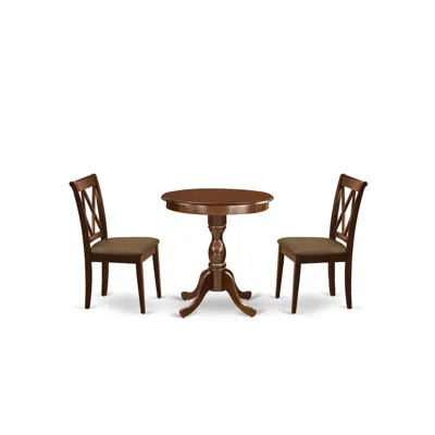 East West Furniture 3-pc Dining Room Set - 2 Wooden Chairs - 1 Dining Room Table