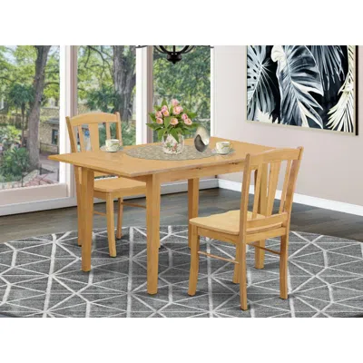 East West Furniture 3 Pc Dining Room Set - Dining Table For Small Spaces And 2 Dining Chairs In Brown