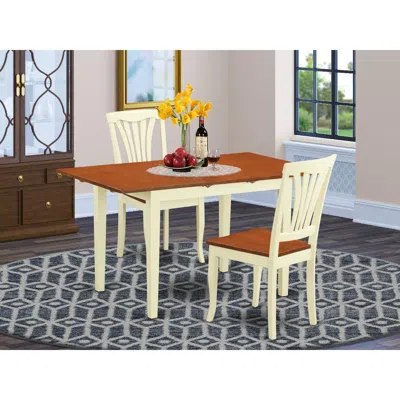 East West Furniture 3 Pc Dining Room Set-dining Table And 2 Dining Chairs In Brown