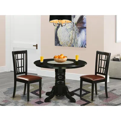 East West Furniture 3 Pc Dining Room Set For 2-dinette Table And 2 Dinette Chairs