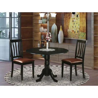 East West Furniture 3 Pc Dining Room Set For 2-dining Table And 2 Dining Chairs