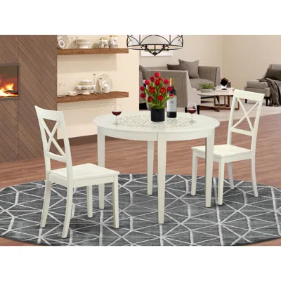 East West Furniture 3 Pc Dining Room Set For 2-small Kitchen Table And 2 Kitchen Chairs In Blue