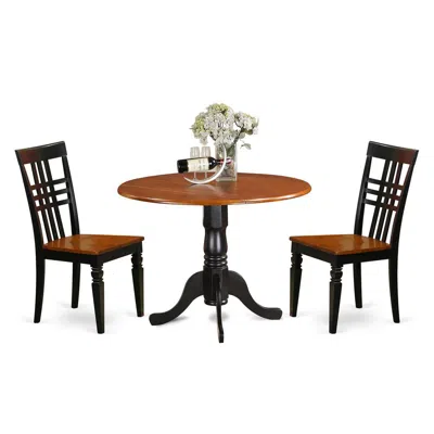 East West Furniture 3 Pc Dining Room Set With A Dining Table And 2 Kitchen Chairs In Black And Cherry In Brown