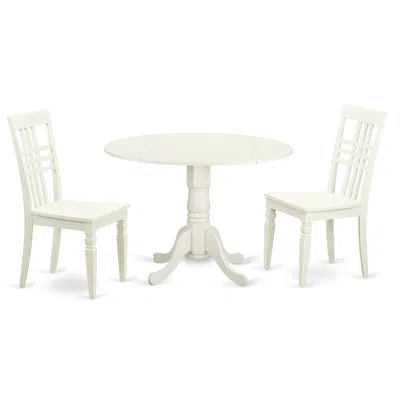 East West Furniture 3 Pc Dining Room Set With A Dining Table And 2 Kitchen Chairs In Linen White In Burgundy