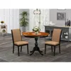 East West Furniture 3-pc Dining Room Table Set Consists Of A Dining Table And 2 Light Sable Linen Fabric Parsons Chairs 