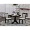 East West Furniture 3-pc Dining Table Set Contains A Dining Room Table And 2 Shitake Linen Fabric Dining Room Chairs - W