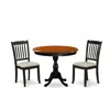 East West Furniture 3-pc Dinning Room Set Includes A Wood Dining Room Table And 2 Linen Fabric Mid Century Dining Chairs