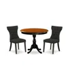 East West Furniture 3-pc Dinning Room Set Includes A Wooden Table And 2 Black Linen Fabric Dining Room Chairs With Butto