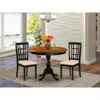 East West Furniture 3-pc Dinning Table Set Consists Of A Modern Kitchen Table And 2 Linen Fabric Mid Century Chairs With