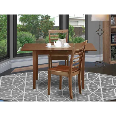 East West Furniture 3 Pc Kitchen Dinette Set - Table With Leaf And 2 Kitchen Chairs