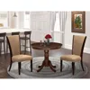 East West Furniture 3 Pc Kitchen Dining Set - 2 Light Sable Linen Fabric Parson Dining Chairs With High Back And 1 Moder