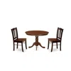 East West Furniture 3-pc Kitchen Dining Set- 2 Mid Century Dining Chairs And Dining Table In Brown