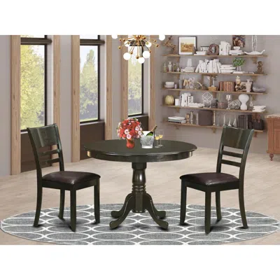 East West Furniture 3 Pc Kitchen Nook Dining Set-dining Table And 2 Dinette Chairs In Black