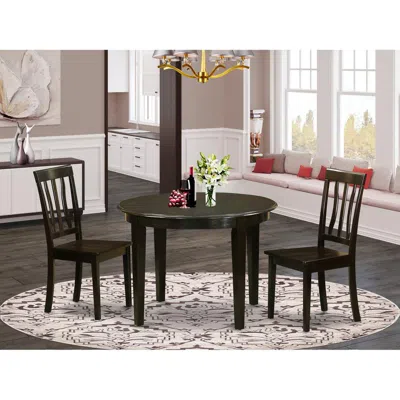 East West Furniture 3 Pc Kitchen Nook Dining Set-kitchen Table And 2 Dinette Chairs In Blue