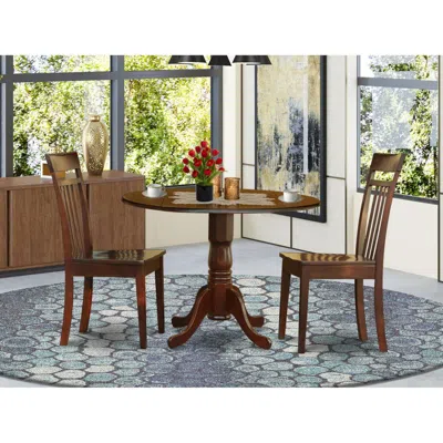 East West Furniture 3 Pc Kitchen Nook Dining Set-small Table And 2 Dining Chairs In Brown