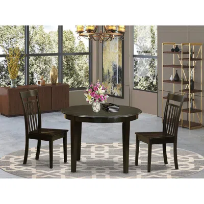 East West Furniture 3 Pc Kitchen Nook Dining Set-table And 2 Kitchen Chairs In Brown