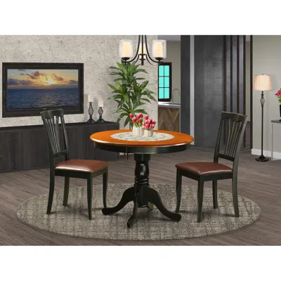 East West Furniture 3 Pc Kitchen Setin Black And Cherry