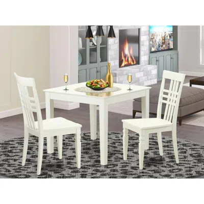 East West Furniture 3 Pc Kitchen Table And 2 Wood Dining Chairs In Linen White In Black