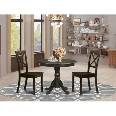 East West Furniture 3 Pc Kitchen Table Set- Table Plus 2 Dining Chairs