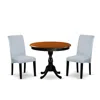 East West Furniture 3-pc Kitchen Table Set Consists Of A Wood Dining Table And 2 Grey Linen Fabric Kitchen Chairs With H