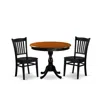 East West Furniture 3-pc Kitchen Table Set Contains A Mid Century Dining Table And 2 Dining Room Chairs With Slatted Bac
