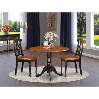 East West Furniture 3 Pc Kitchen Table Set-dining Table And 2 Kitchen Chairs In Blue