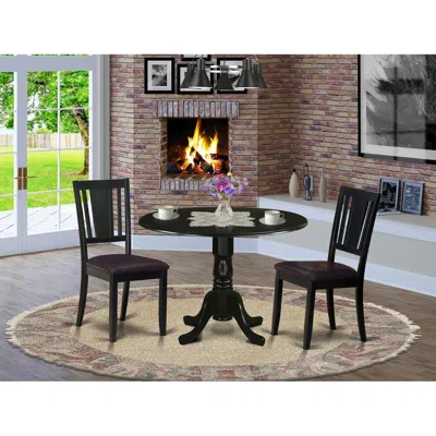 East West Furniture 3 Pc Kitchen Table Set For 2-dinette Table And 2 Kitchen Chairs In Brown