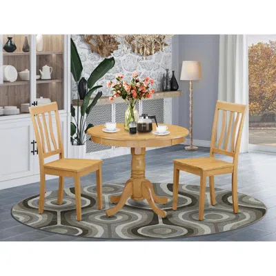 East West Furniture 3 Pc Kitchen Table Set-round Kitchen Table And 2 Dining Chairs In Neutral