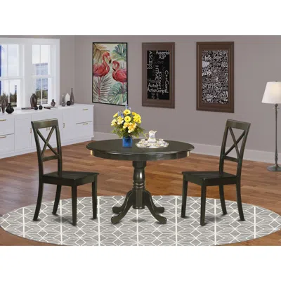 East West Furniture 3 Pc Kitchen Table Set-table And 2 Dining Chairs In Green