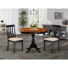 East West Furniture 3-pc Mid Century Table Set Contains A Dining Room Table And 2 Linen Fabric Mid Century Dining Chairs