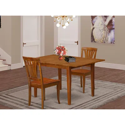 East West Furniture 3 Pc Milan Kitchen Table Offering Leaf And 2 Wood Kitchen Chairs In Saddle Brown