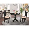 East West Furniture 3-pc Modern Dining Table Set- 2 Wood Dining Chair And Dining Room Table - Linen Fabric Seat And Slat