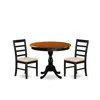 East West Furniture 3-pc Modern Dining Table Set Includes A Round Kitchen Table And 2 Linen Fabric Dining Room Chairs Wi