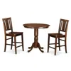 East West Furniture 3 Pc Pub Table Set - Dinette Table And 2 Counter Height Dining Chair. In Brown